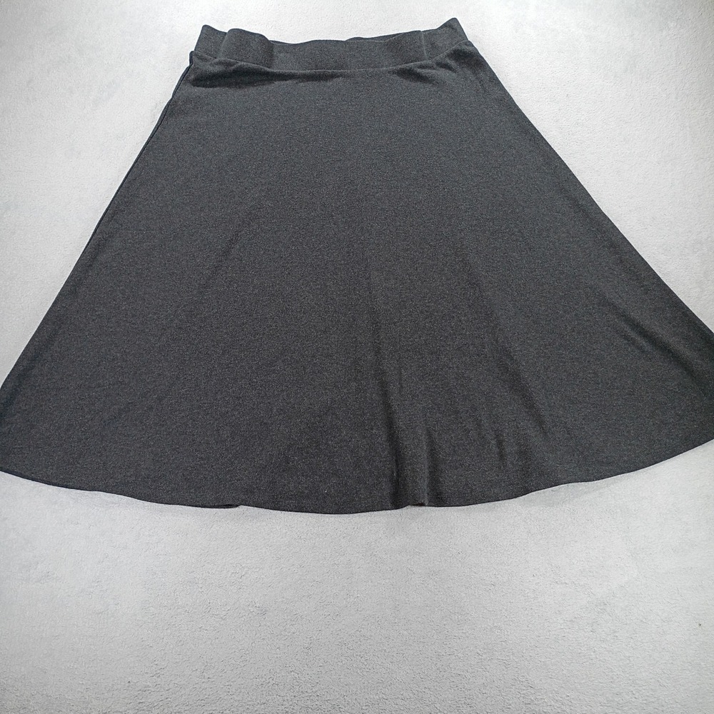 Lands' End Women Skirt Charcoal Gray L/T 14-16 Knit A-Line Elastic Waist